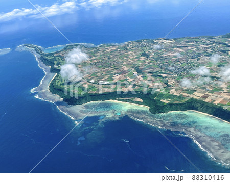 沖縄 宮古島 新城海岸〜東平安名崎周辺の空撮 沖縄 宮古島 新城海岸〜東平安名崎周辺の空撮 88310416