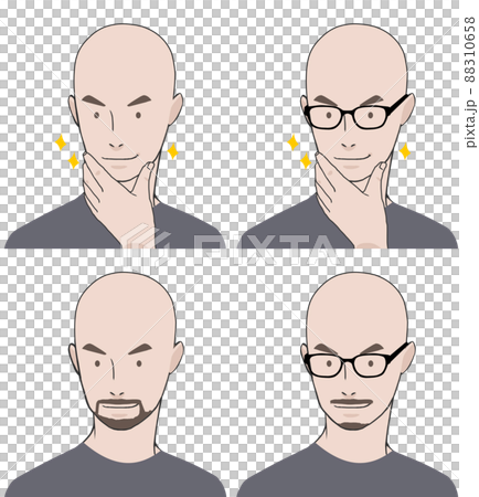 点目でスキンヘッド、眼鏡、おしゃれヒゲ 点目でスキンヘッド、眼鏡、おしゃれヒゲ 88310658