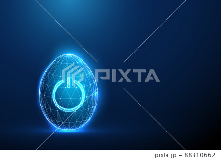 Abstract blue egg with power button on it. 88310662
