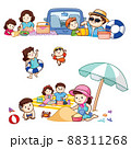 Happy family on vacations at the beach vector. 88311268