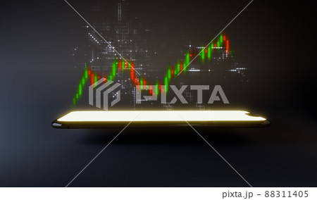 Smart phone with stock chart trading Smart phone with stock chart trading 88311405