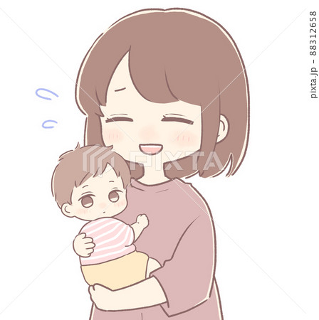 女の子の赤ちゃんとママ 苦笑いのイラスト素材 女の子の赤ちゃんとママ 苦笑いのイラスト素材