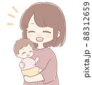 女の子の赤ちゃんとママ　笑顔 88312659