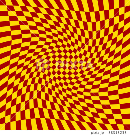 Distorted surface. Chess background with distortion. Optical illusion banner 88313253
