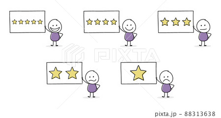 Star rating with cartoon stickman. Appraisal concept. Vector 88313638
