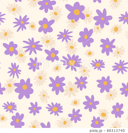 Gorgeous seamless floral pattern with flowers. Endless design with delicate wild flowers for printing and decoration. Repeatable botanical backdrop. Color flat vector illustration 88313740
