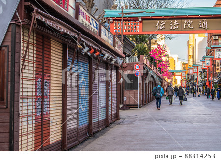日本の東京都市景観 浅草寺・「伝法院通」(伝法院通り)などを望む。画面奥・仲見世通りが横切る=1日 日本の東京都市景観 浅草寺・「伝法院通」(伝法院通り)などを望む。画面奥・仲見世通りが横切る=1日 88314253