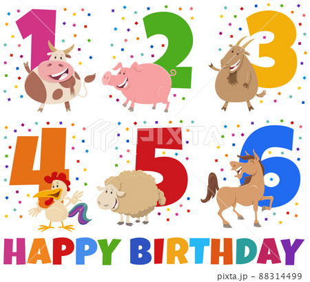 birthday greeting cards set with cartoon farm animal characters birthday greeting cards set with cartoon farm animal characters 88314499