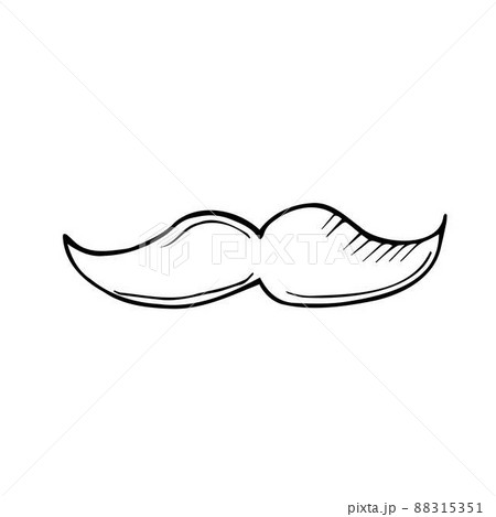 Vector of sketch doodle, mustache icon on isolated background 88315351
