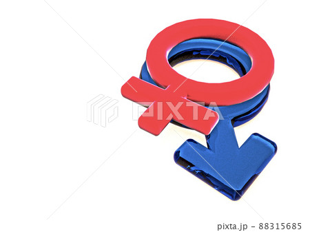 Dimensional man's and female signs on a white background. 3D render. Dimensional man's and female signs on a white background. 3D render. 88315685