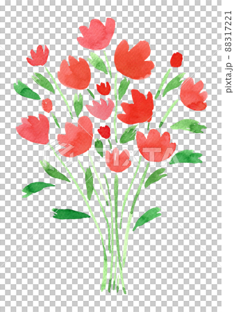 紅色花束水彩 紅色花束水彩 88317221