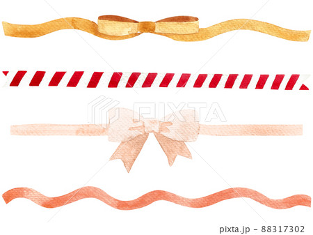 水彩画 リボン ストライプ 88317302