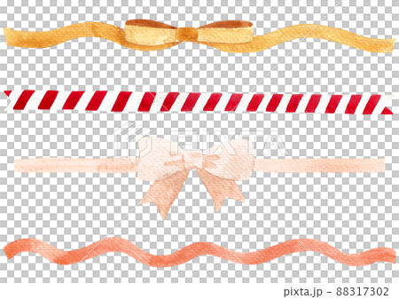 水彩画 リボン ストライプ 88317302