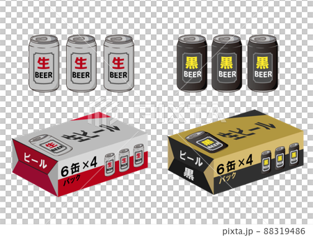 Illustration set of canned beer and box 88319486