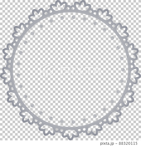 圓形框架點和葉子銀 88320115