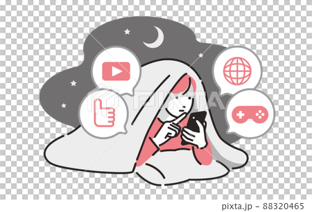 人物 夜更かししてスマホに夢中になる女の子 人物 夜更かししてスマホに夢中になる女の子 88320465