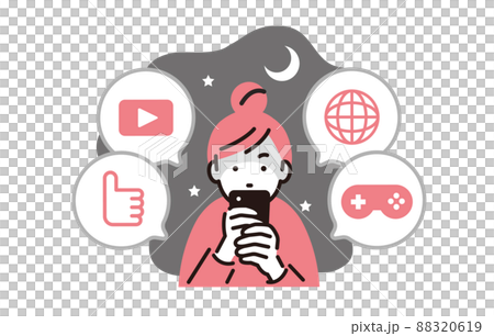人物 夜更かししてスマホに夢中になる女の子 88320619