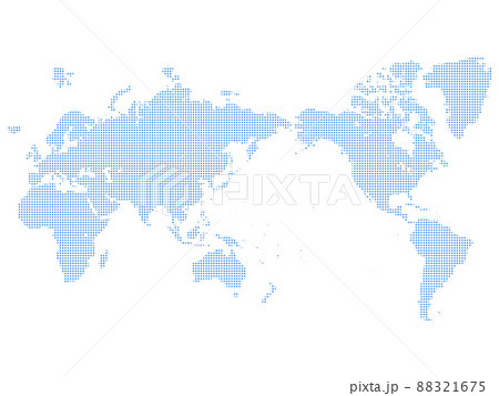 白バックに日本を中心としたドット世界地図 88321675
