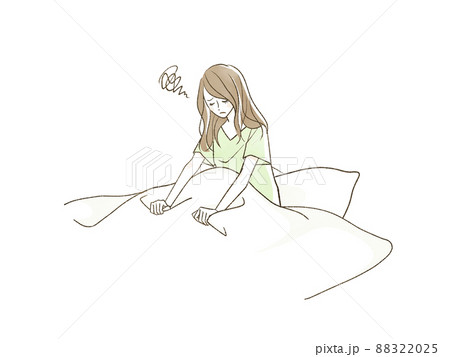 布団に入っている体調不良の女性 88322025