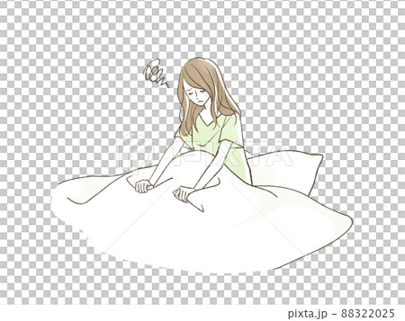布団に入っている体調不良の女性 88322025