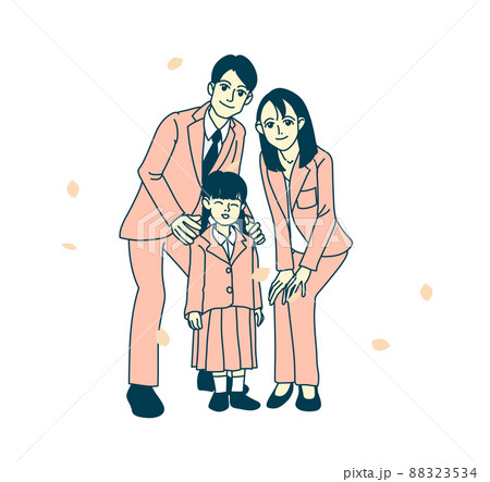 白を背景に入学式や卒業式に家族で撮る記念写真_女の子_妹_ピンクトーン 88323534