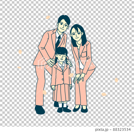 白を背景に入学式や卒業式に家族で撮る記念写真_女の子_妹_ピンクトーン 88323534