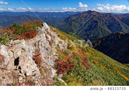 紅葉の越後駒ヶ岳登山道から見る荒沢岳 紅葉の越後駒ヶ岳登山道から見る荒沢岳 88323720
