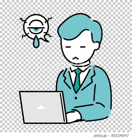 パソコンを操作する男性ビジネスマン　デスクワーク　疲れ目 88324047