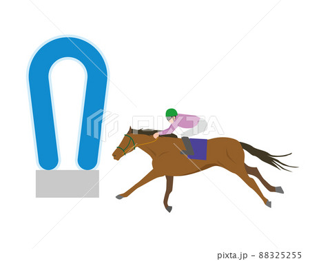 競馬で走る競走馬のイラスト素材 5255