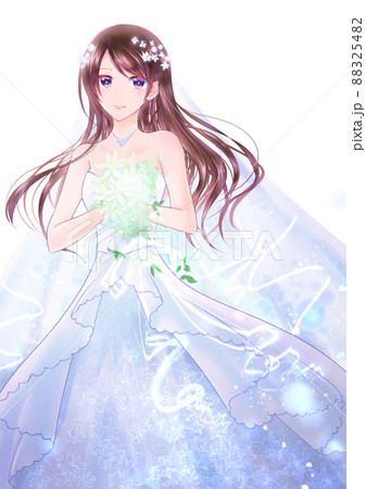 ウェディングドレスの花嫁のイラスト素材 54