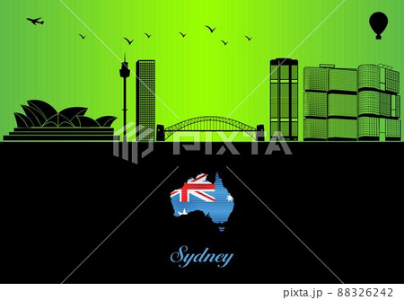 Sydney city skyline silhouette 88326242