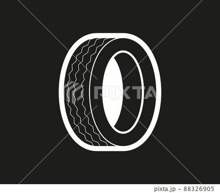 Tire vector icon on black background. Car part 88326905