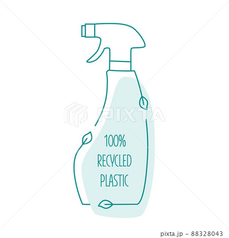 Recycled plastic cleaning bottle and garbage recycling icon concept of waste sorting. Editable stroke. Vector stock illustration isolated on white background for packaging logo print. EPS10 Recycled plastic cleaning bottle and garbage recycling icon concept of waste sorting. Editable stroke. Vector stock illustration isolated on white background for packaging logo print. EPS10 88328043
