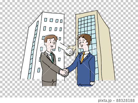 Corporate merger (young manager) Comical handwritten person vector, line drawing in color 88328188