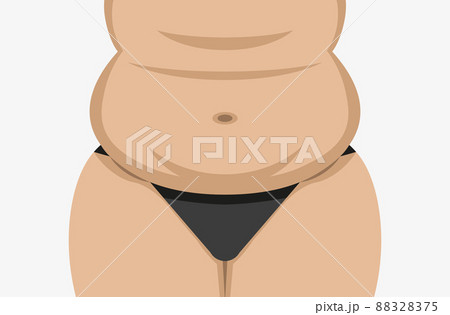 Fat female belly vector. Chubby woman tummy. 88328375