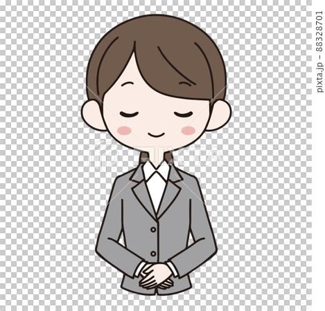 スーツを着て手を組んでいる女性のイラスト4 スーツを着て手を組んでいる女性のイラスト4 88328701