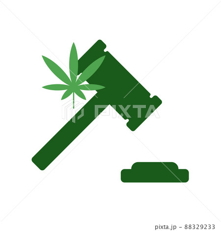 weed legalisation vector icon. Gavel and marijuana 88329233