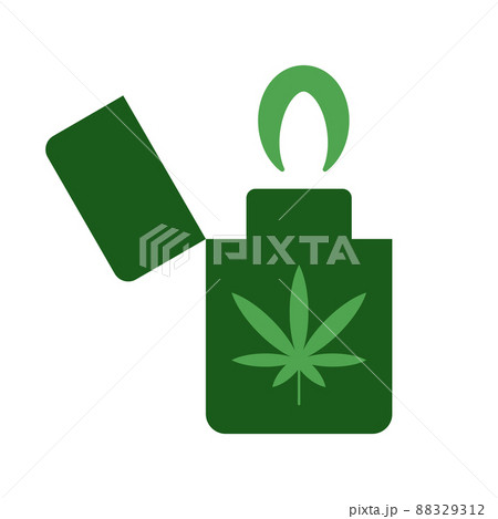 Lighter with green weed leaf vector icon 88329312