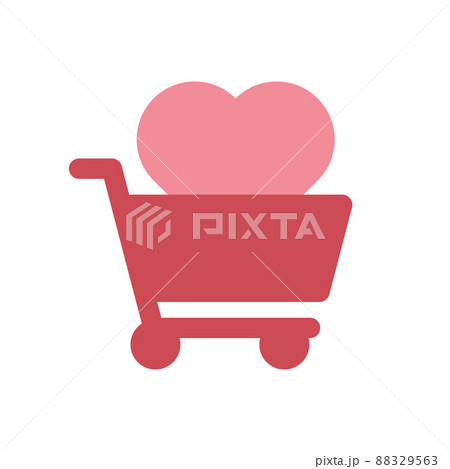 Shopping cart with heart red and pink vector icon Shopping cart with heart red and pink vector icon 88329563
