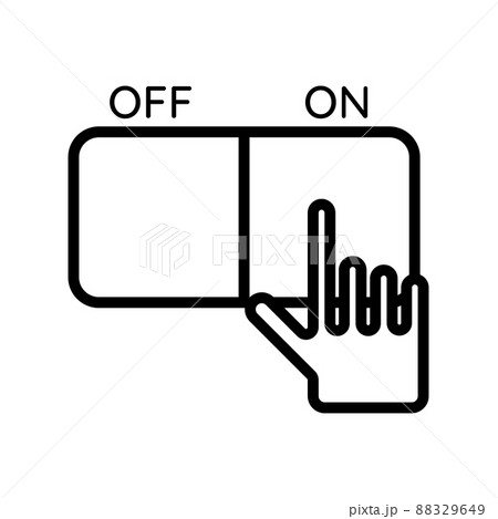 Hand clicking on turn on button vector icon 88329649