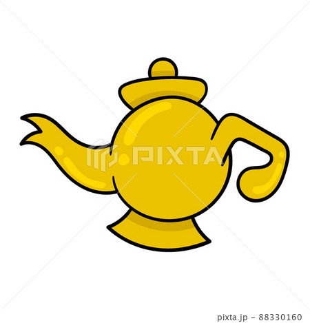 beautiful sparkling gold teapot, doodle icon drawing 88330160