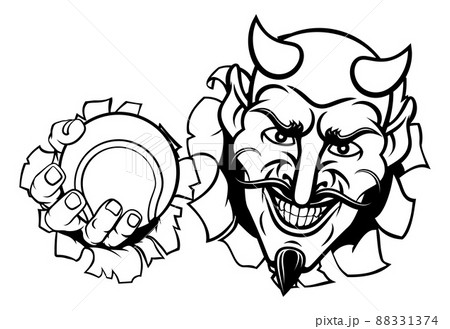 Devil Satan Tennis Ball Sports Mascot Cartoon 88331374