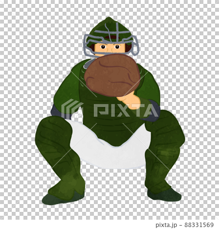 ミット構えるキャッチャーのイラスト03 88331569