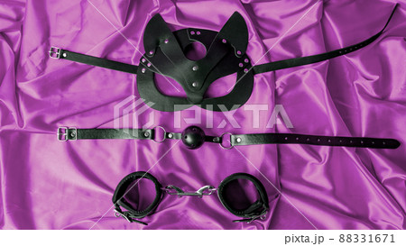 Adult sex games BDSM items Leather mask cat  の写真素材  