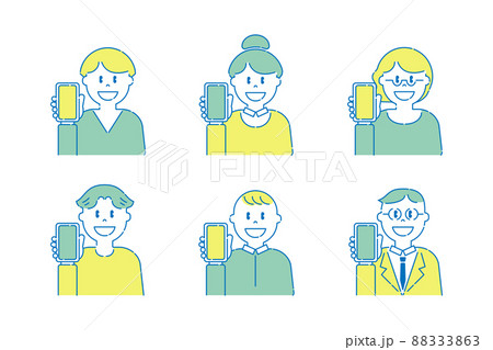 スマートフォンを持っているいろいろな人5　男性　女性　ポップ 88333863