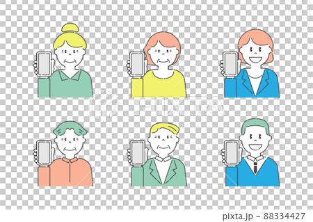 スマートフォンを持っているいろいろな人9　高齢者と若者　カラー 88334427