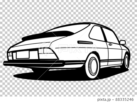 Retro Scandinavian coupe coloring style rear view car illustration Retro Scandinavian coupe coloring style rear view car illustration 88335246