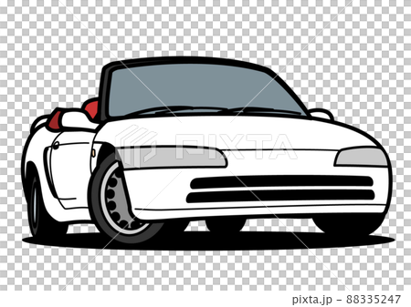 懐かし国産スモールオープンカー 白色 自動車イラスト 懐かし国産スモールオープンカー 白色 自動車イラスト 88335247