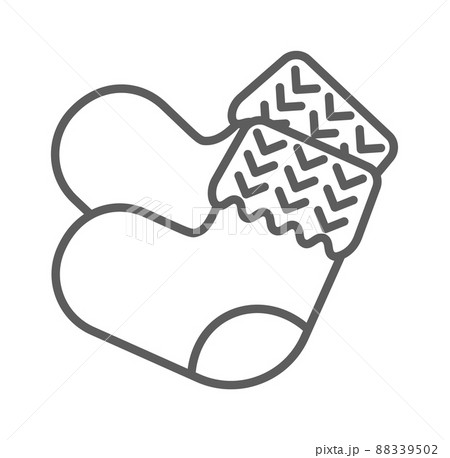 Knit winter clothes icon set. Knitting clothes, knitted samples thin line warm woolen things. Hat, scarf, mittens, waistcoat, plaid and other hand-knitted garments 88339502