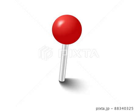 Red pins tacks flags. Attach buttons on needles, pinned office thumbtack. Vector illustration. Red pins tacks flags. Attach buttons on needles, pinned office thumbtack. Vector illustration. 88340325